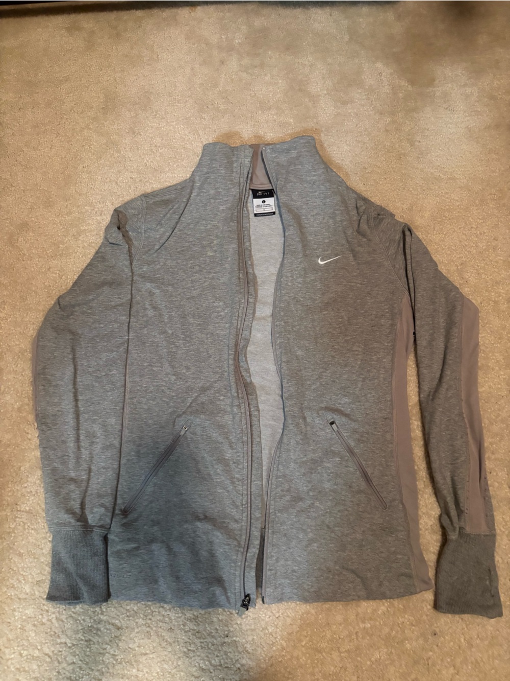 Nike Women's Gray Full-Zip Track Jacket with Subtle Logo